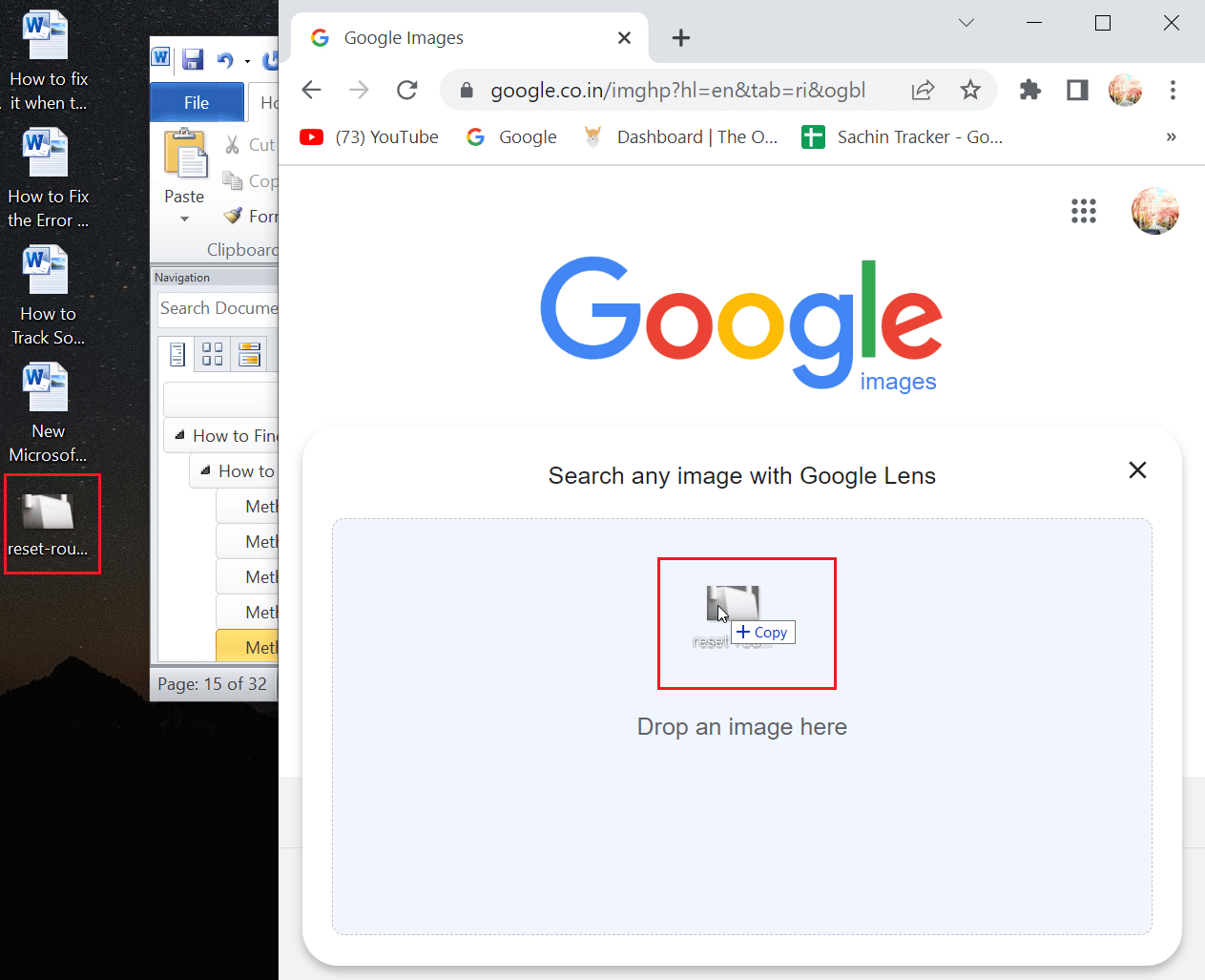 drag an image file to the dropbox