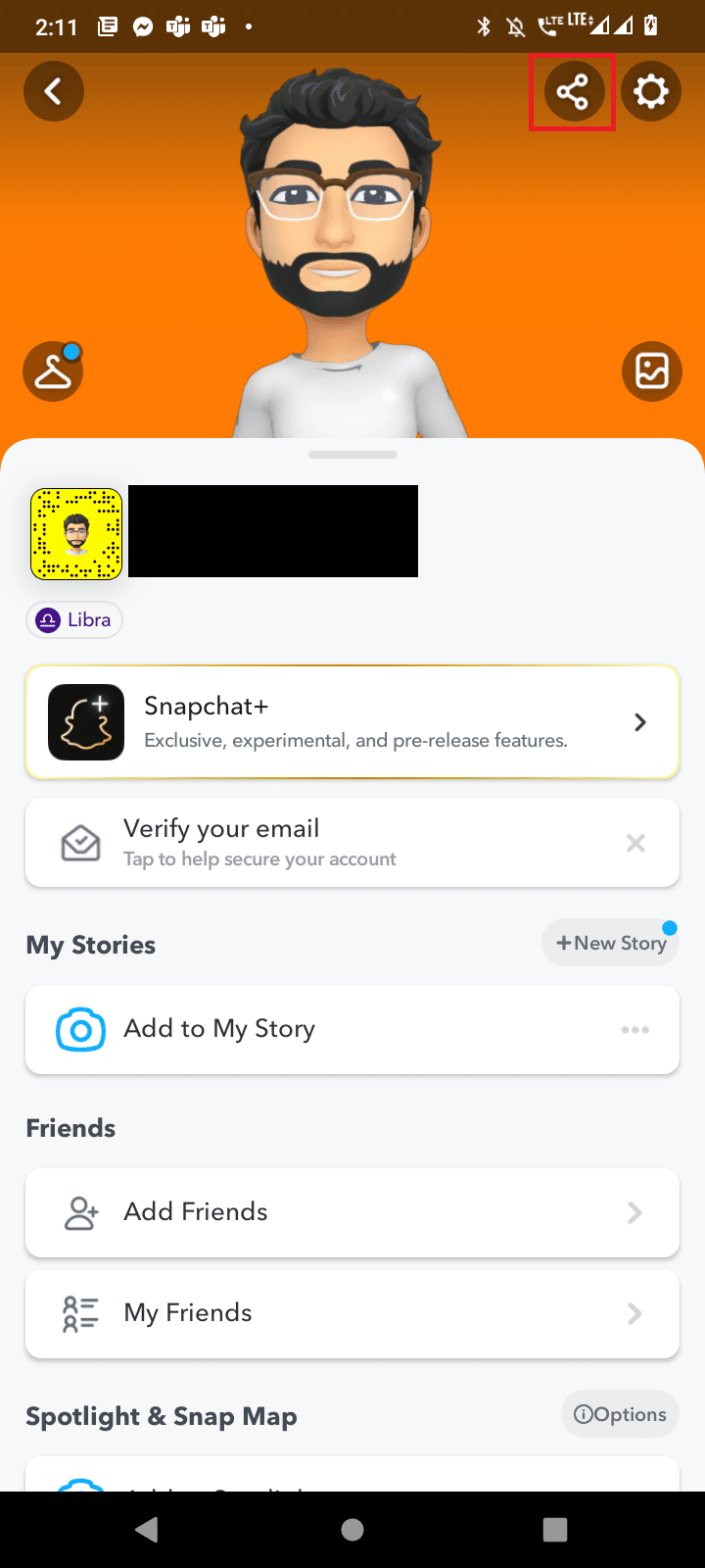 tap on share button