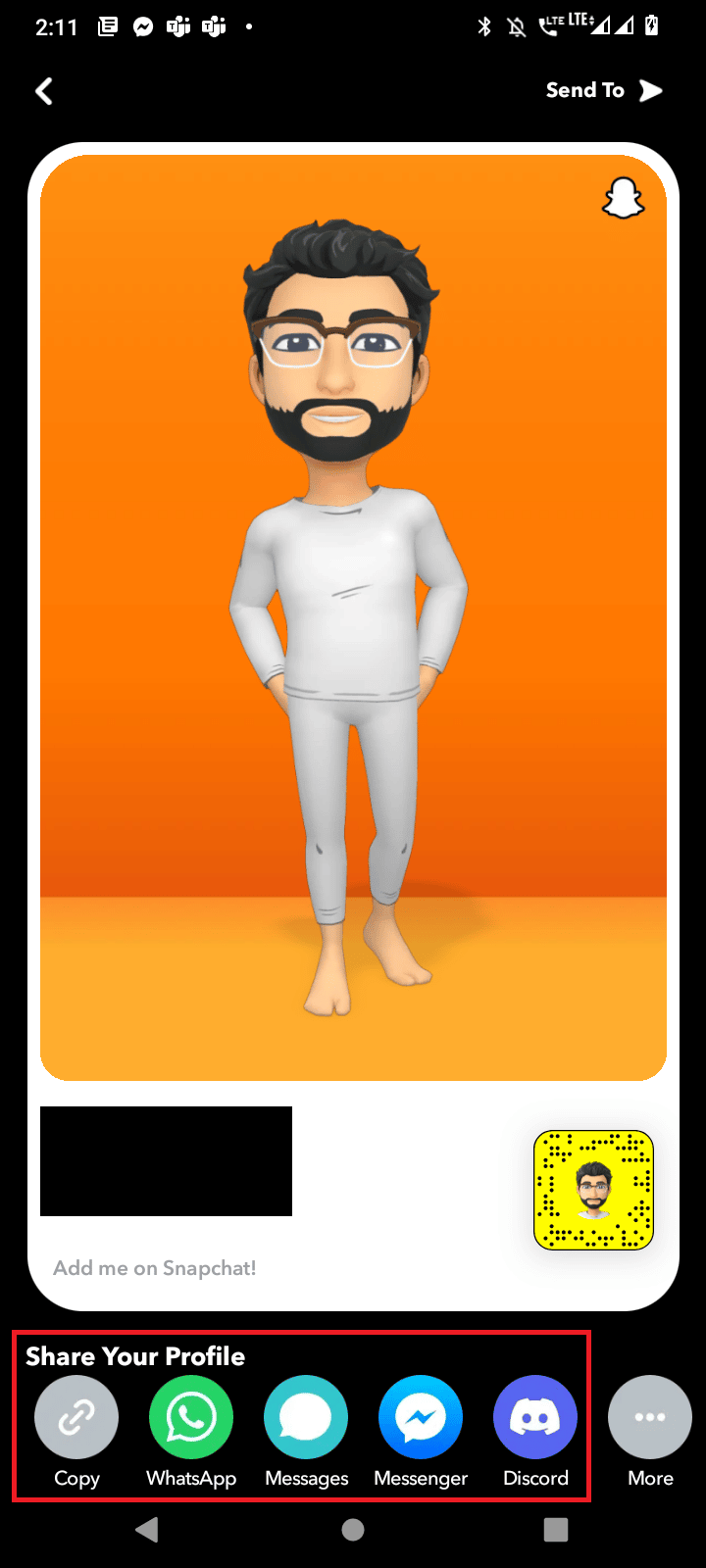 you can send the snapcode through social media