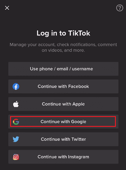 Tap on Continue with Google