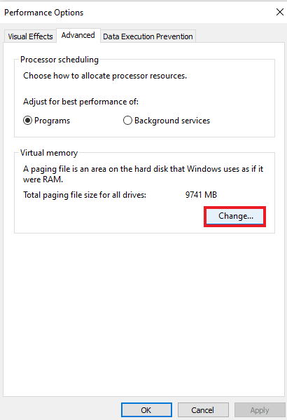 click on Change