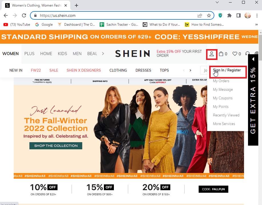 click on profile icon and click sign in or register