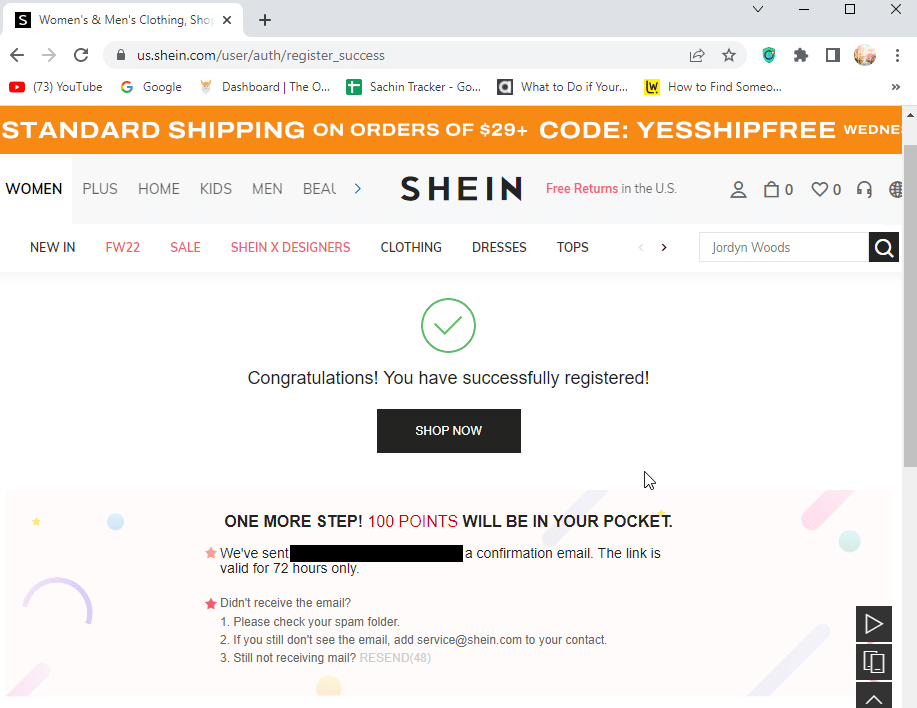 message reading congratulations you have successfully registered 