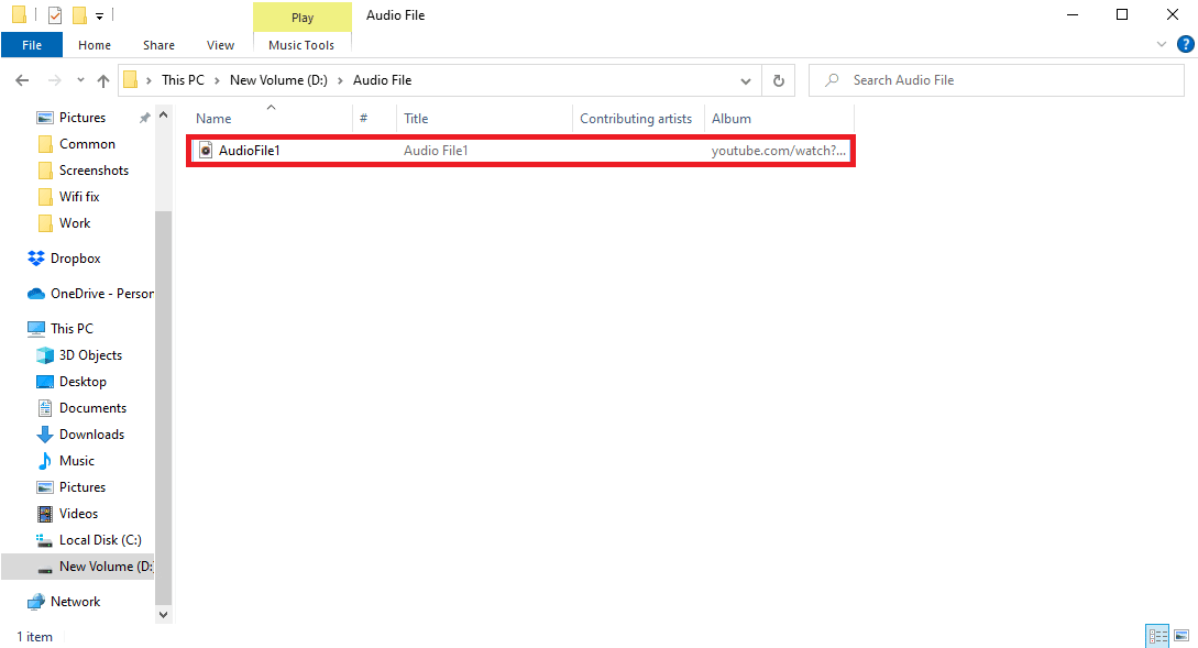 Navigate to the mp3 file that is causing the issue