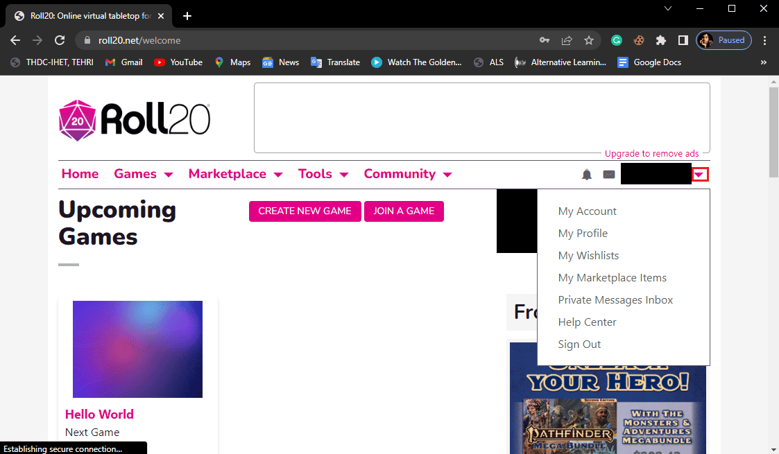 locate your username and click on the down arrow icon. Fix Roll20 Advanced Fog of War Not Working