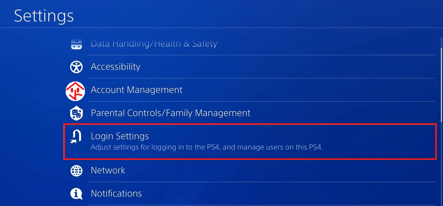 Select Login Settings