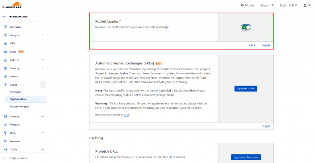 Cloudflare's Rocket Loader feature