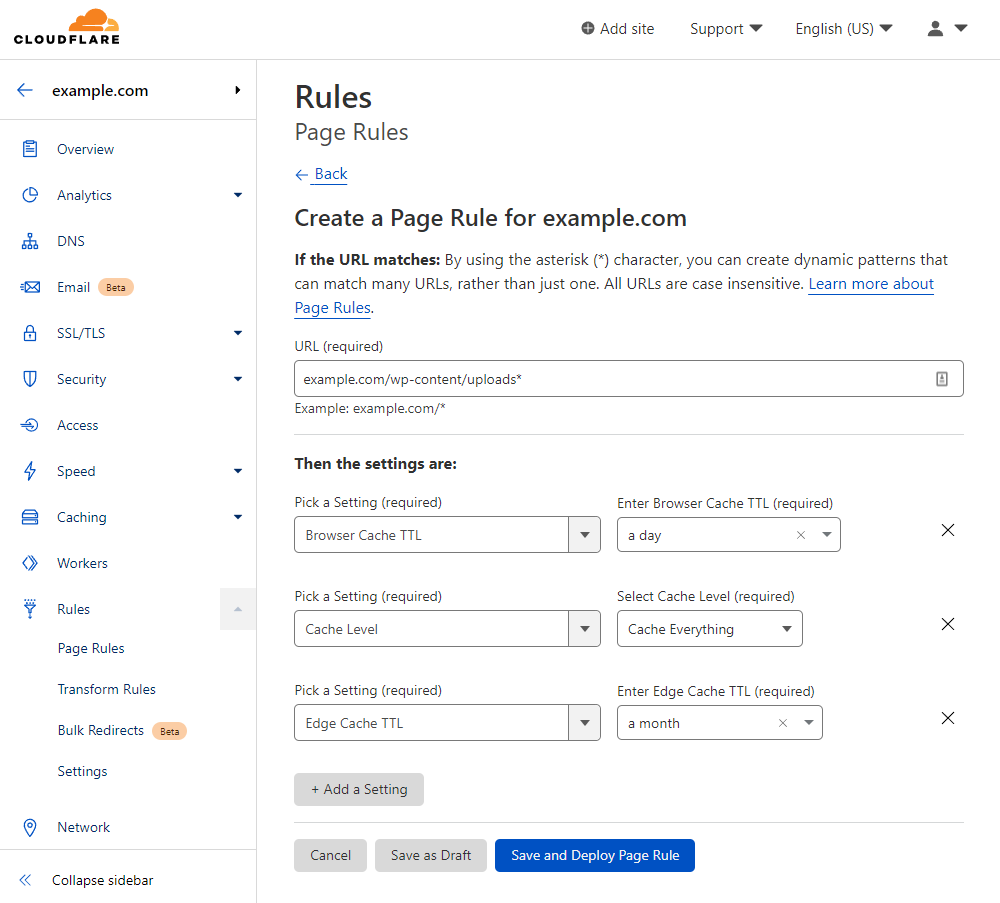 Cloudflare's bandwidth page rules