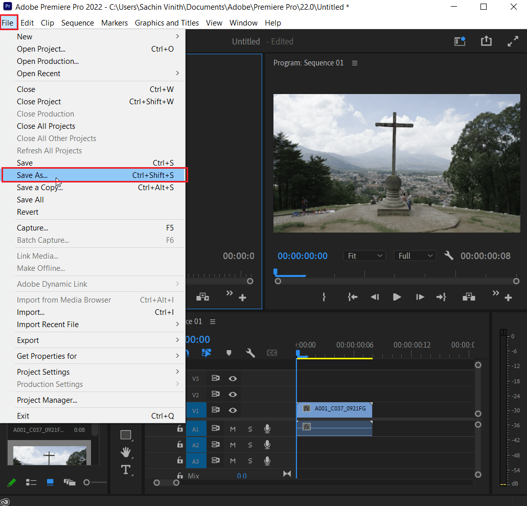 click file and click on save as