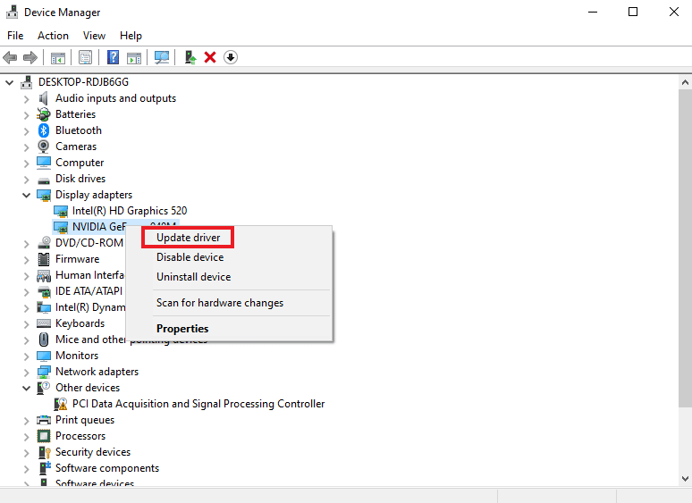 Update Graphics Driver 