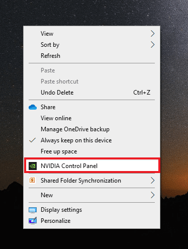 Click on NVIDIA Control Panel