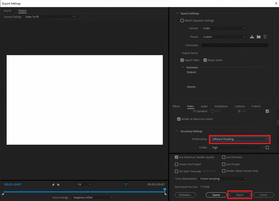 click on Export