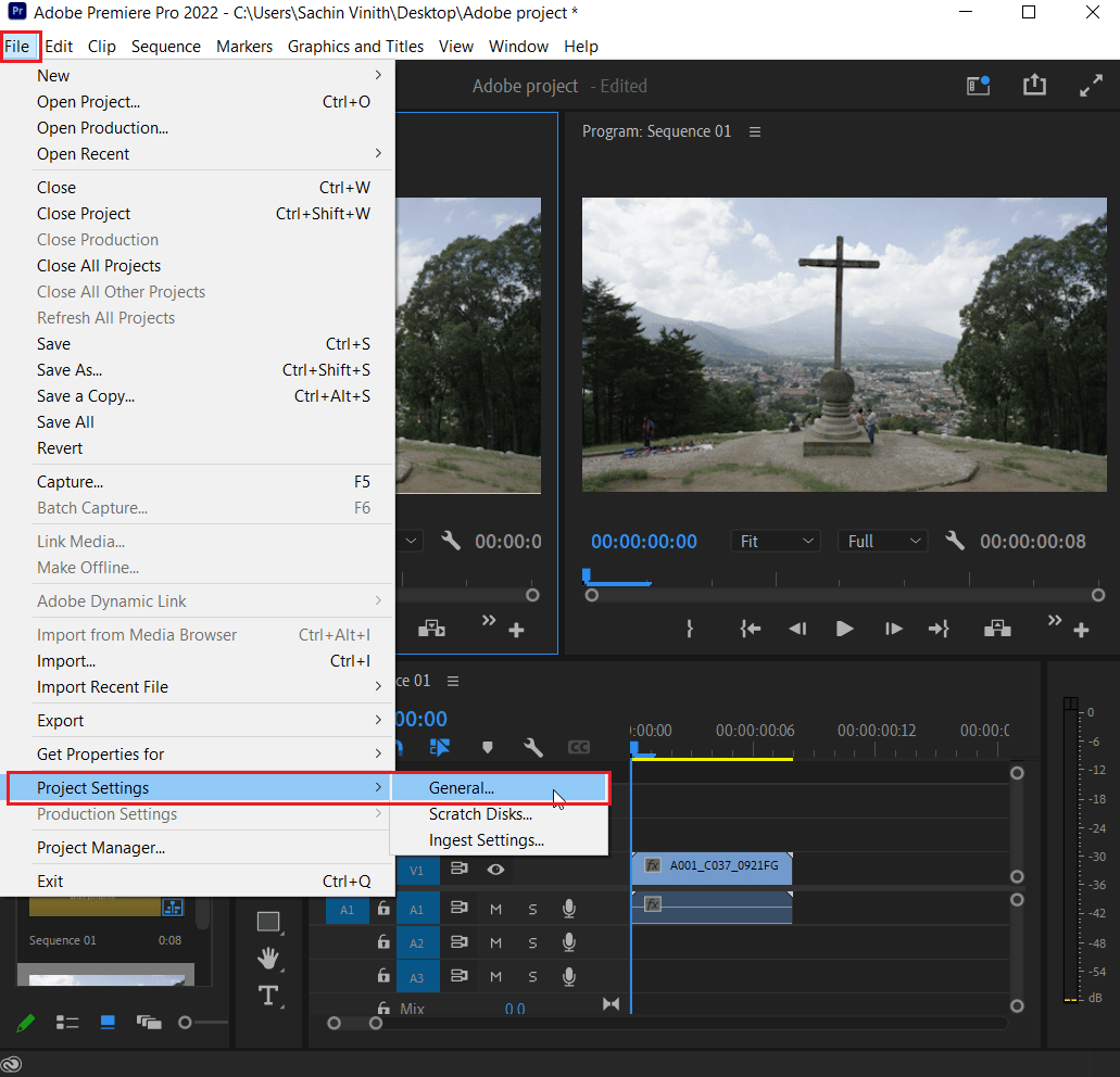 click on project settings and select general option