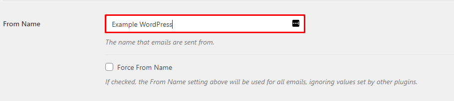 The Mail section on WP Mail SMTP, showing you how to fill in the From Name field