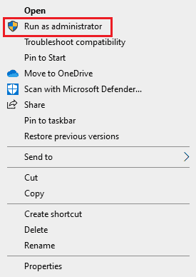 Click on Run as administrator
