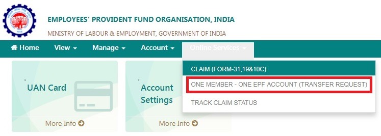 Transfer PF from One Company to Another Online