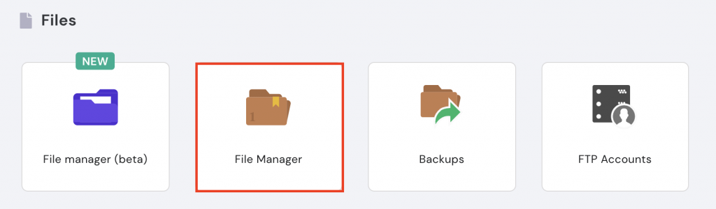 The File Manager on Hostinger's hPanel.