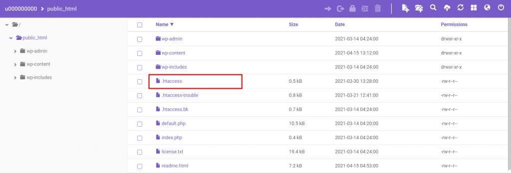 .htaccess on the public_html directory. 