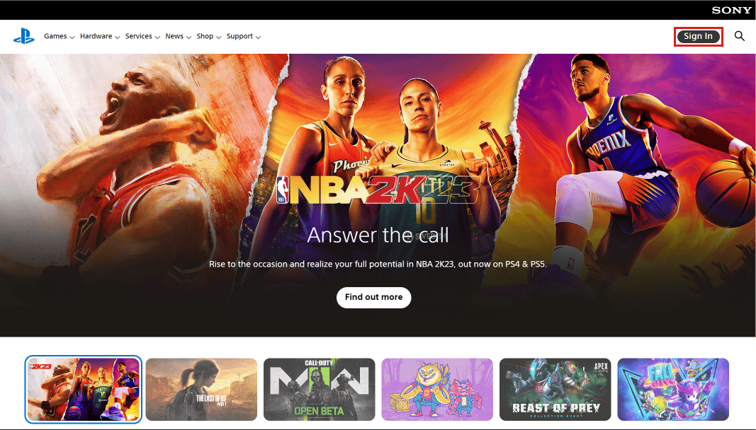 Click on Sign In at the top-right corner of the screen.