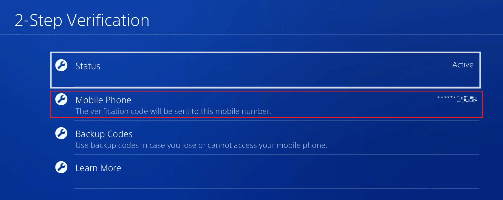 Choose 2-step verification - Mobile Phone