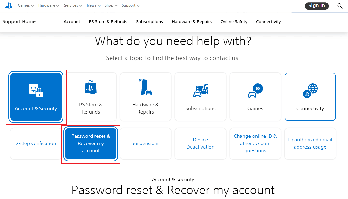 Account & Security - Password reset & Recover my account tab | How to Change Phone Number on PS4