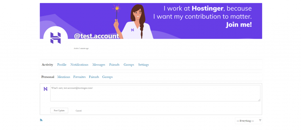 User profile window
