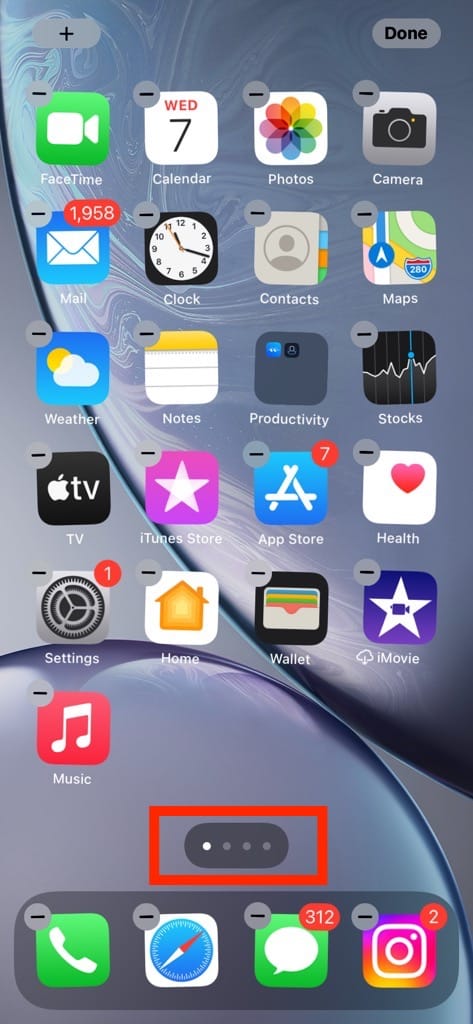 Tap on the dots to see all the home screens