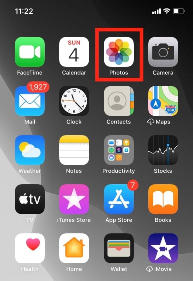Open Photos app