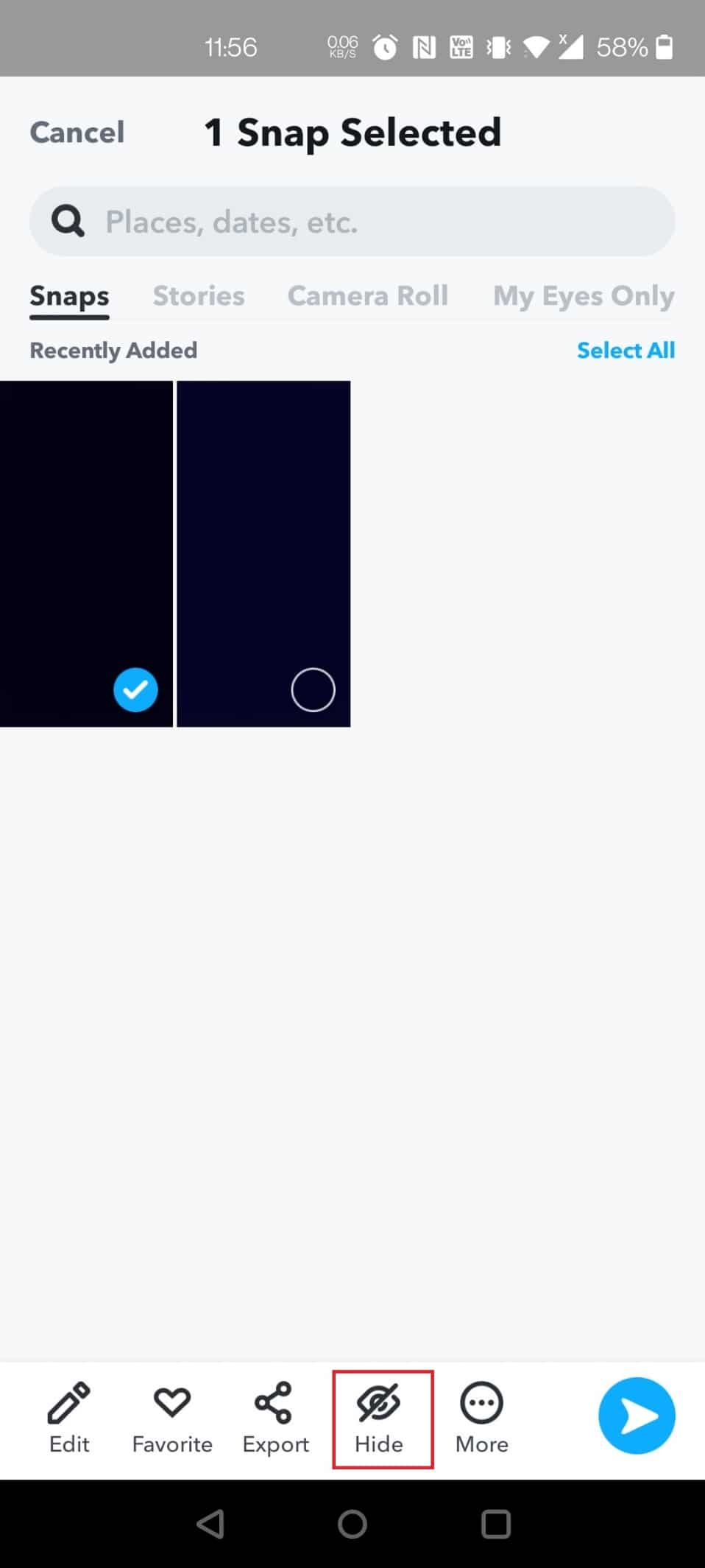Tap on the Hide option