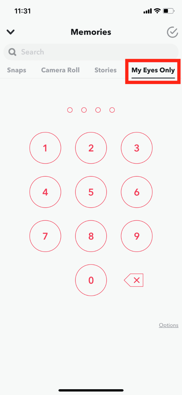 Tap on My Eyes Only and enter the passcode