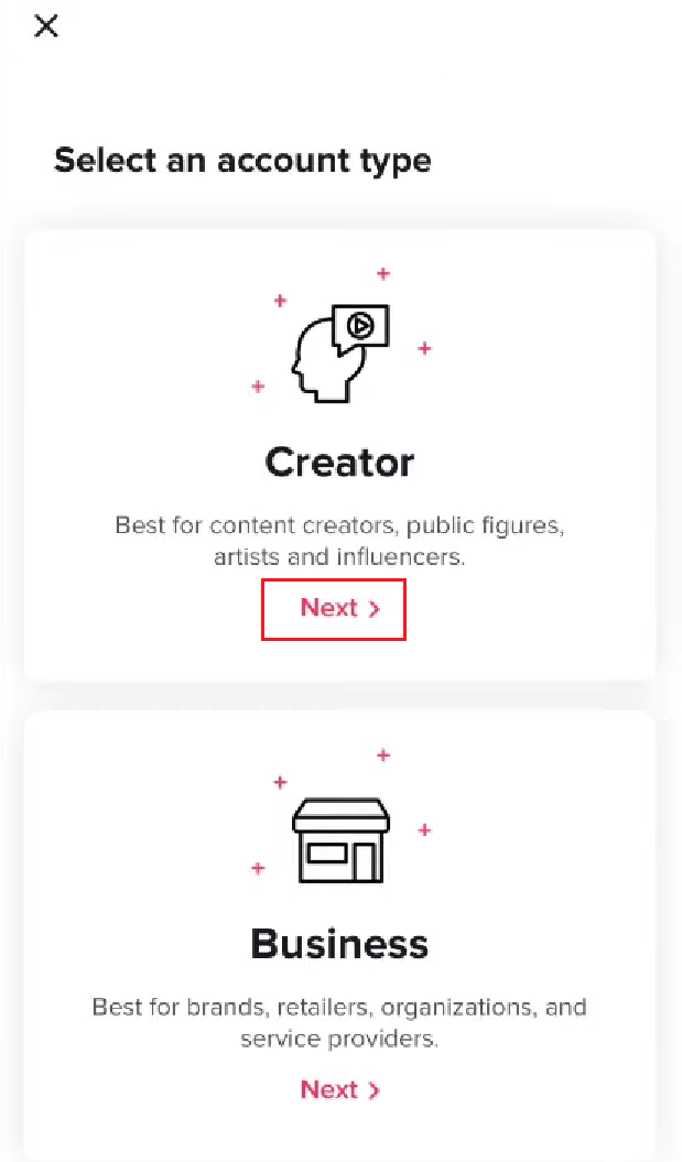 Tap on the Next from the Creator tab