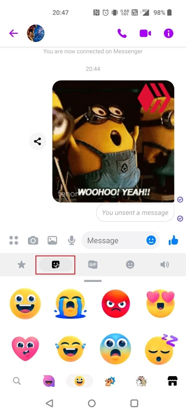 Tap on the sticker icon at the top