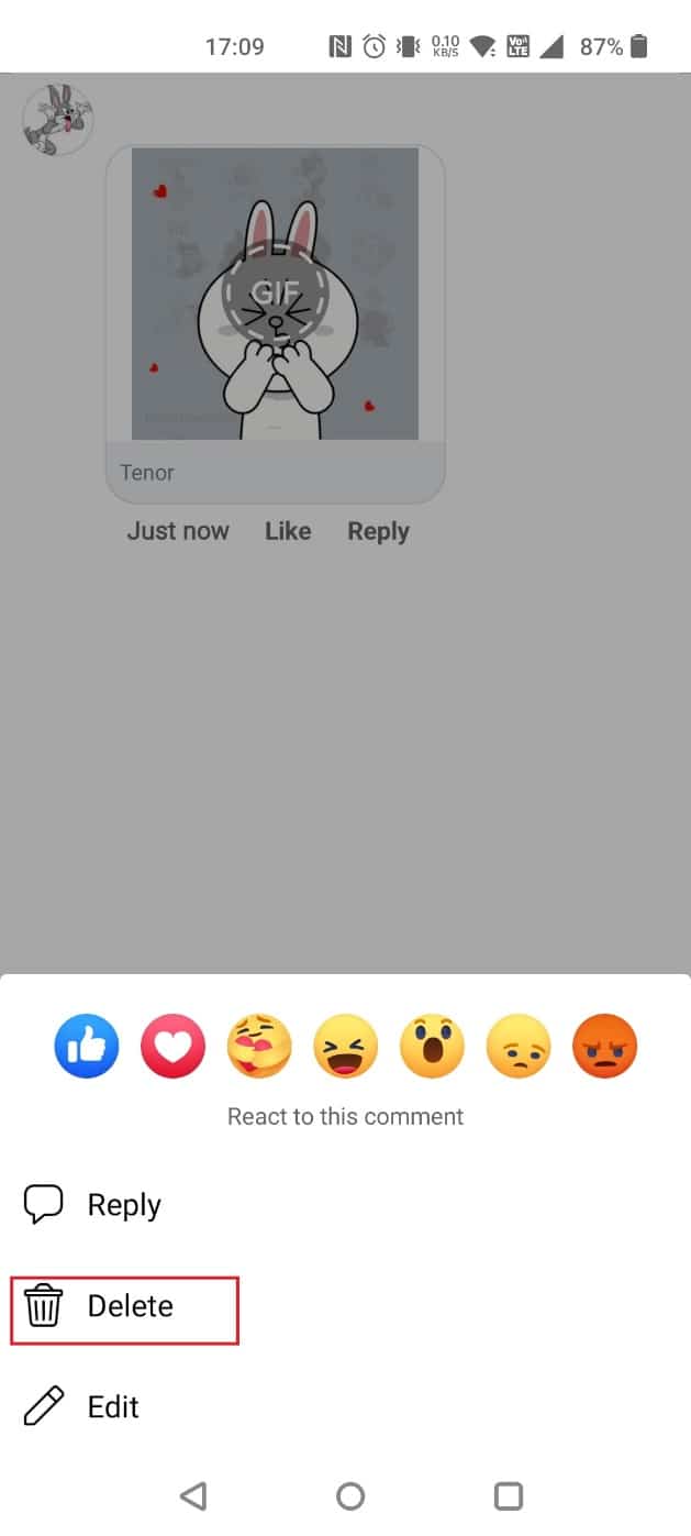Long press the GIF and select Delete