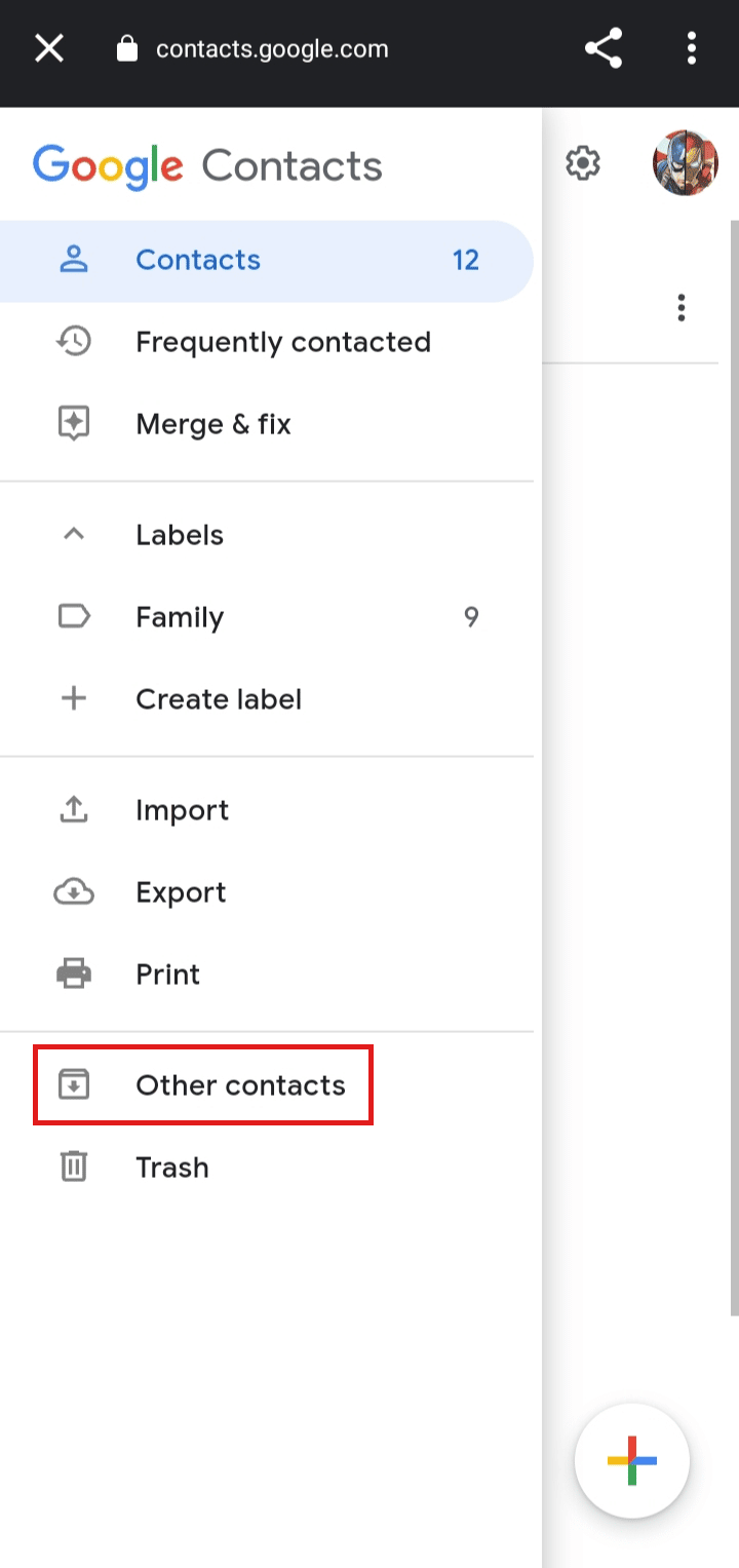 Tap on Other contacts.