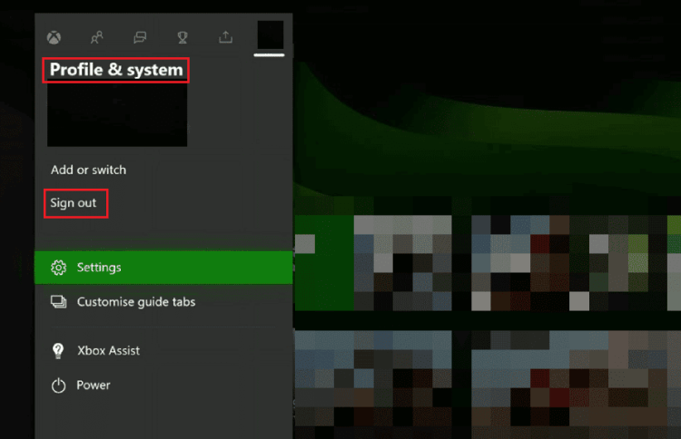 select the Sign out option. Fix Xbox Error Code 0x87af000d