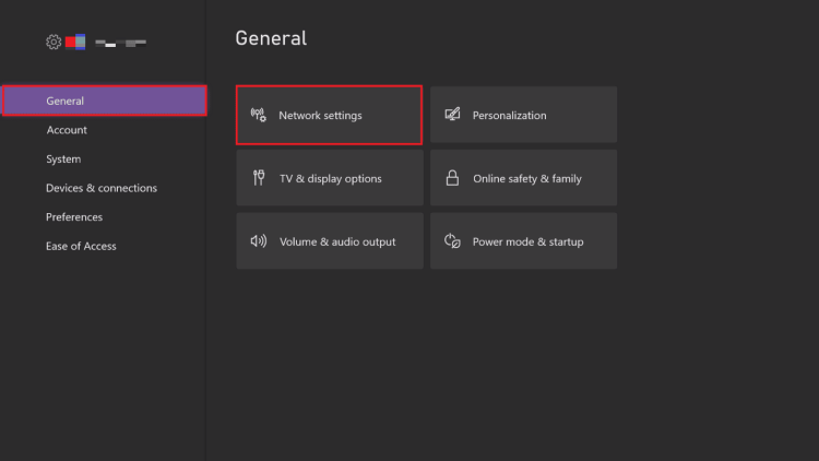 select the Network settings option