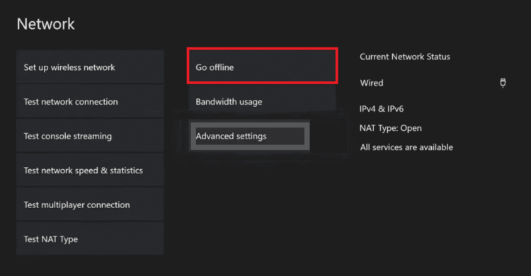 Select Go offline