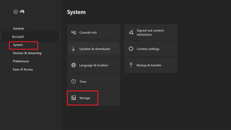 select storage setting. Fix Xbox Error Code 0x87af000d