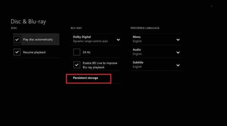 select Persistent Storage option