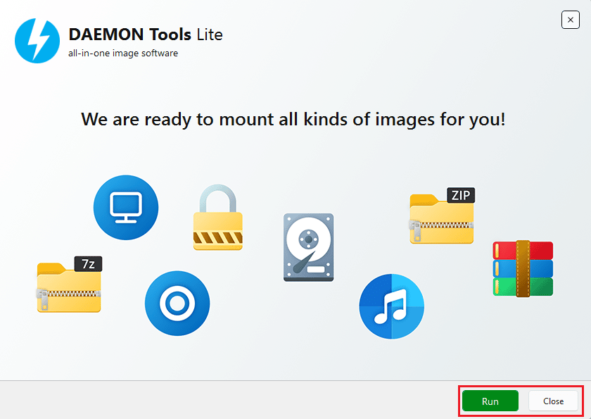 click on Run or close button