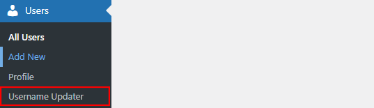 Username Updated menu in WordPress dashboard