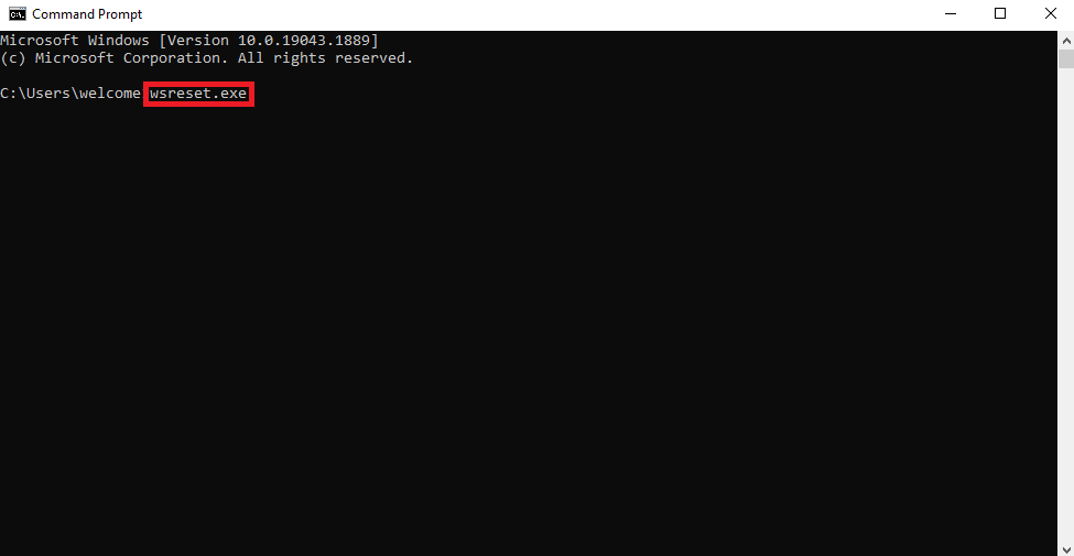 wsreset.exe command