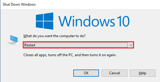 select the Restart option 