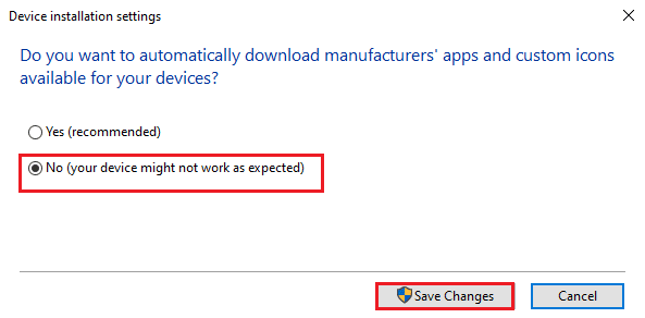 device installation settings