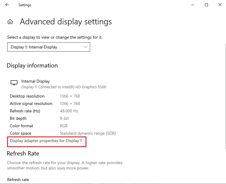 Display adapter properties. Fix Not Currently Using Display Attached to NVIDIA GPU Desktop Issue