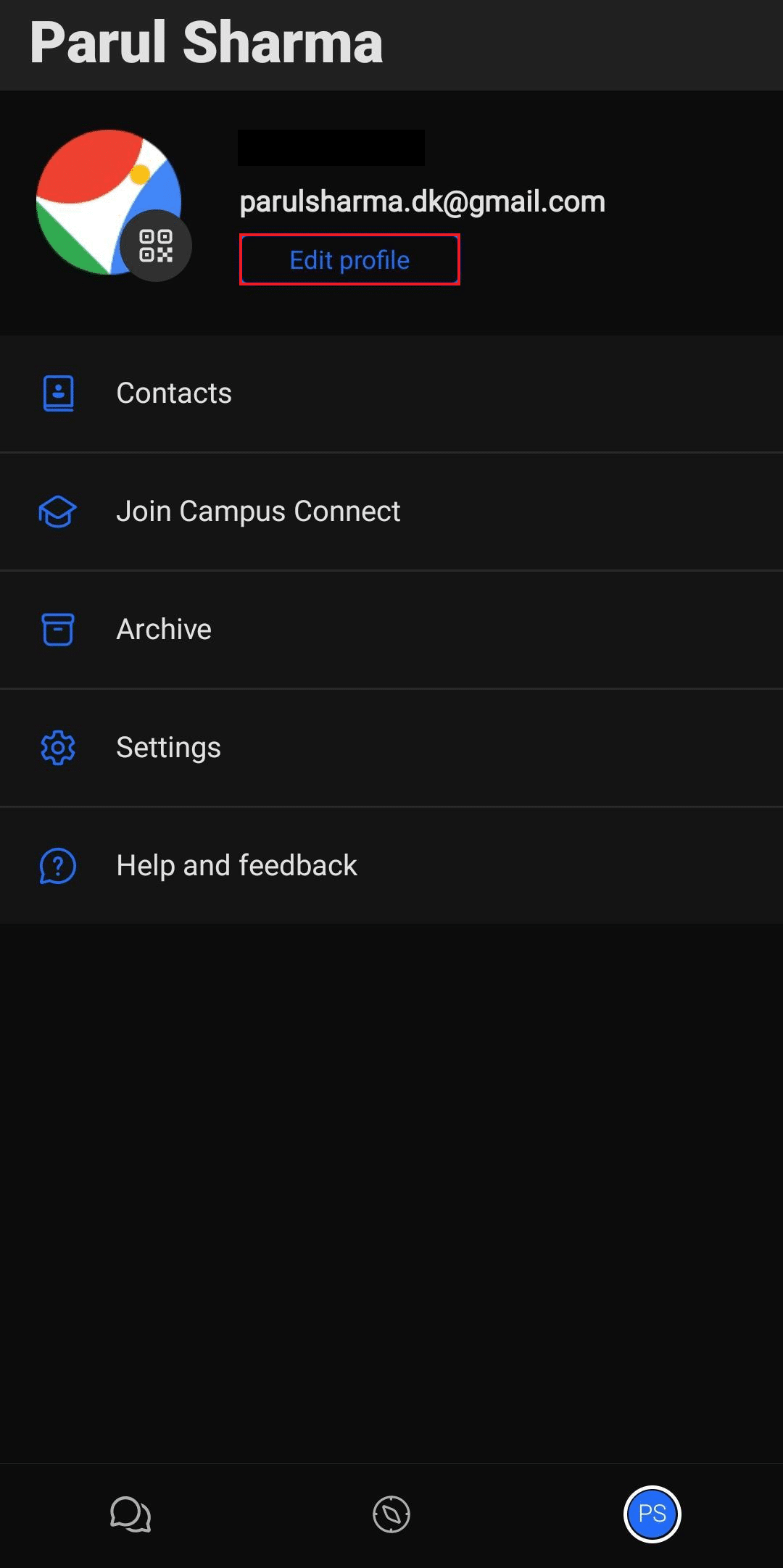 go to Edit profile