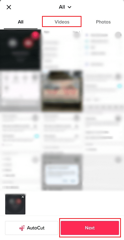 Select the desired video from the Video tab and tap on Next