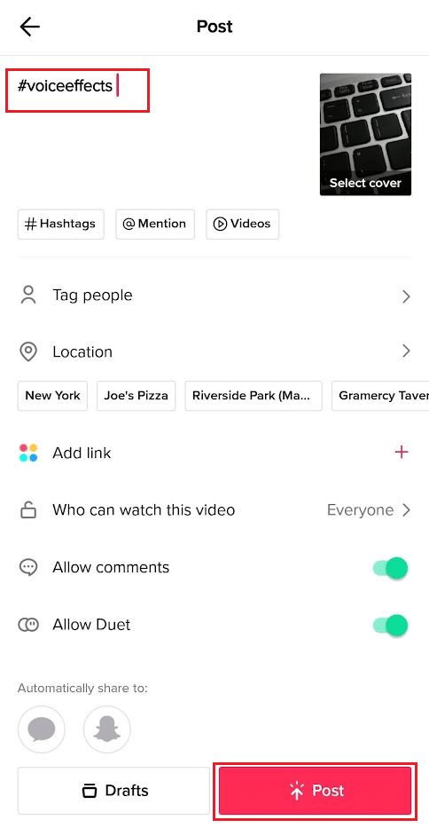 Next - Post with the suitable caption | How to Do the Echo Effect on TikTok