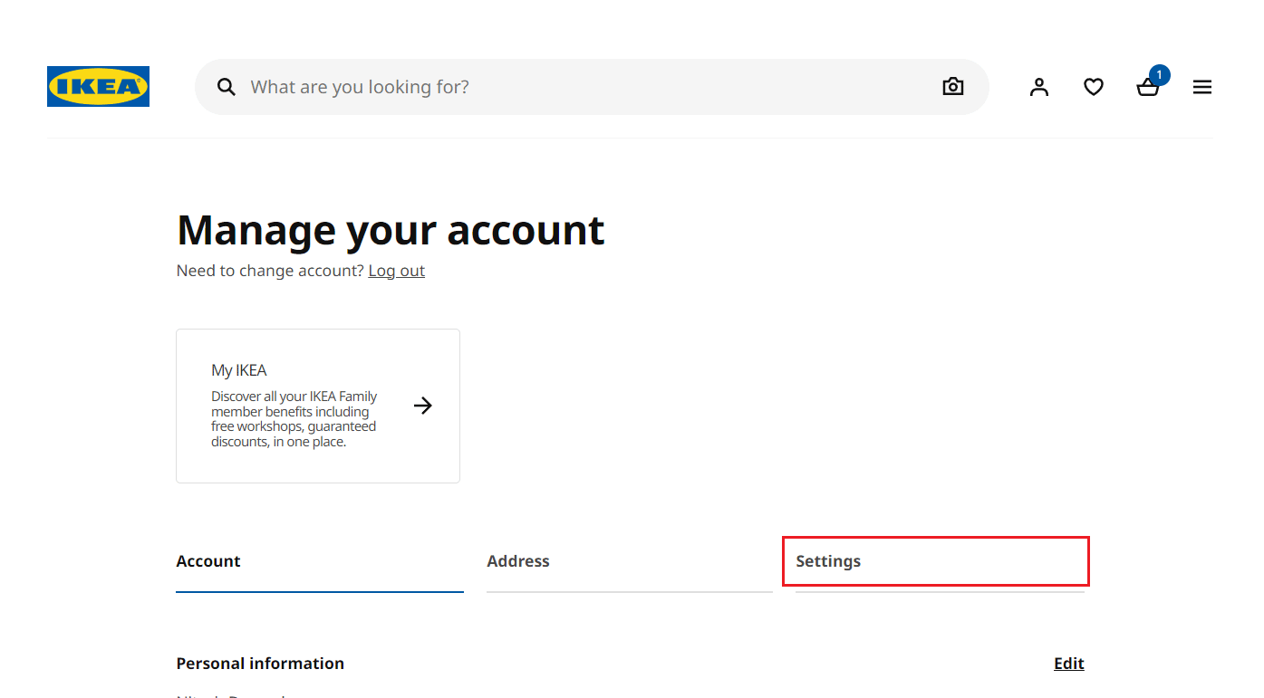 Switch to the Settings tab