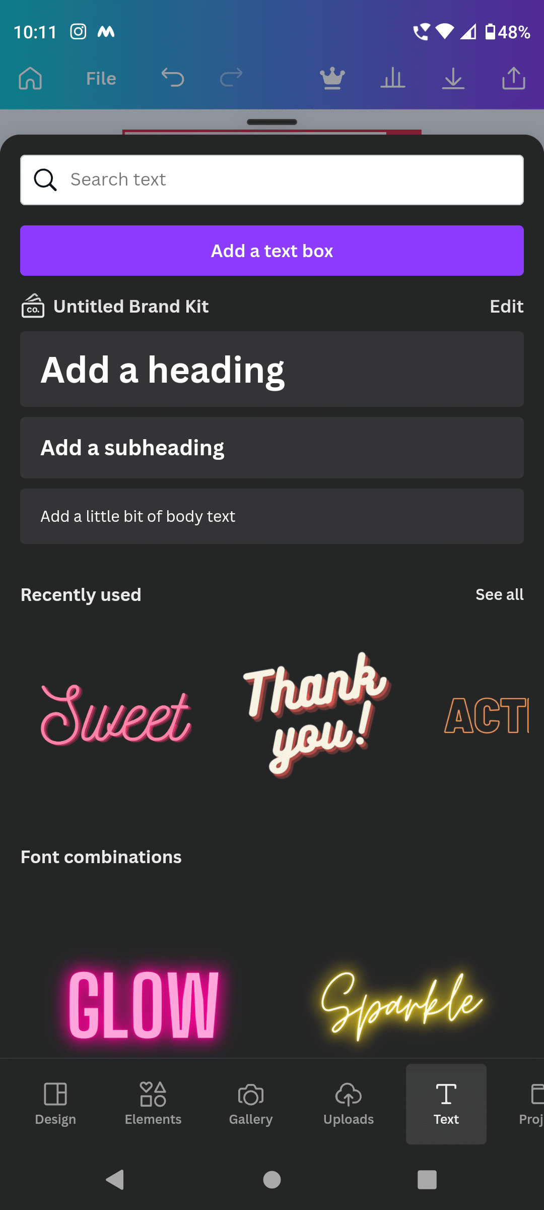 Choose a font on canva